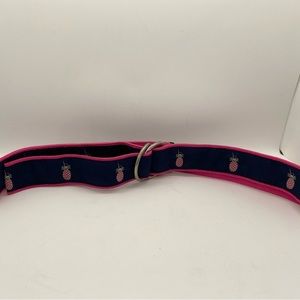 Toe Goz Pink/Navy Pineapple Canvas/Ribbon Belt Medium